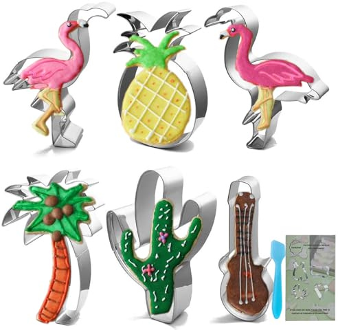 TINGSING Sommer Ausstechformen, 6 Stück hawaiianische tropische Ausstechformen Fondant Seife Keks Obst Ausstecher Edelstahl Keksform für Strandparty