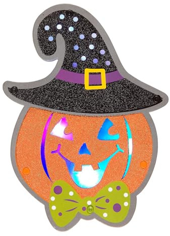 W WIDMANN MILANO Party Fashion 86856 - Kürbis mit leuchtenden, mehrfarbigen LED-Lichtern, 26 x 19 cm, Dekoration, Wanddekoration, Halloween, Mottoparty