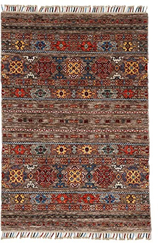 carpetfine Orientteppich Arijana Braun 200x300 cm Floral | Handgeknüpfter Teppich für Wohn- und Schlafzimmer