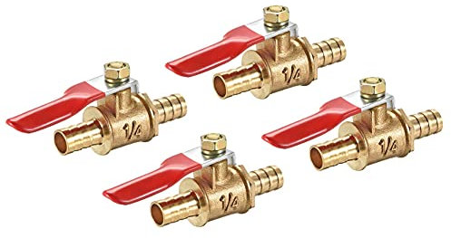 Hsthe Sea 4 Stück Absperrventil Kugelhahn 2-seitig 8mm Hose Barb Griff 180 Grad Messing Kugelhahn Absperrventil Stachelventil Rohr