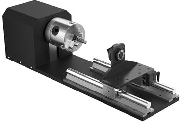 OMTech Rouleau Rotatif pour Graveur Laser Module Rotatif à Axe avec Mandrin 3 Mors et Moteur Pas à Pas 2 Phases pour Machines de Gravure Laser CO2 50W 60W 80W 100W 130W K40