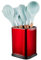 RedCall Stainless Steel Kitchen Utensil Holder for Countertop - Large Cooking Utensil Organizer - Spoon Spatula Holder - Modern Rectangular Utensil Caddy - Red