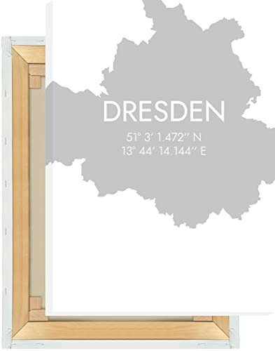 MOTIVISSO Dresden Koordinaten Leinwand - Leinwandbild Wandbild Wall Art Deko - Wohnzimmer Büro Flur - modern minimalistisch skandinavisch - 50x50 cm