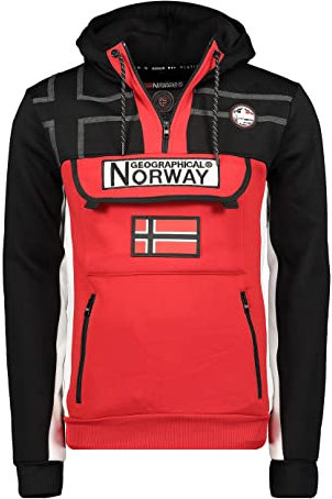 Geographical Norway - Herren Kapuzenpullover mit langen Ärmeln Fitakol Schwarz/Rot Größe S, schwarz / rot, Small