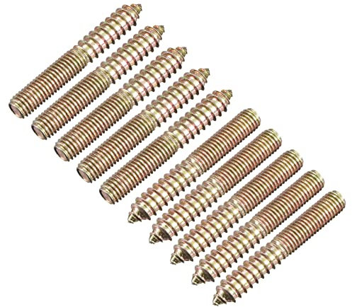 sourcing map M10x60mm Hanger Bolts, 12pcs Double Ended Thread Dowel Screws for Wood Furniture Connecting