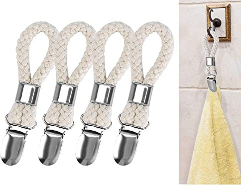 4 Aufhänger Handtücher große Schlaufe, Handtuch Clips zum Aufhängen,Handtuchclips mit Schlaufen,Handtuch Klammer,Haken für Handtücher,Geschirrtuch Handtuchhalter Clips,Handtuch Clips für Tuch bis 1KG
