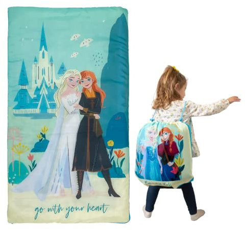 Franco Frozen 2 Kinder-Schlafsack und Schultertasche, weich, leicht, 2-teilig, 116,8 cm (L) x 66 cm (B), offizielles Disney-Lizenzprodukt