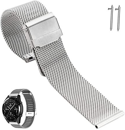 XIAOFEIGUN Milanese Mesh Uhrenarmband, 16 mm/18 mm/20 mm/22 mm/24 mm, Uhrenarmband mit Schnellverschluss für Männer und Frauen (Color : Silver, Size : 15mm)