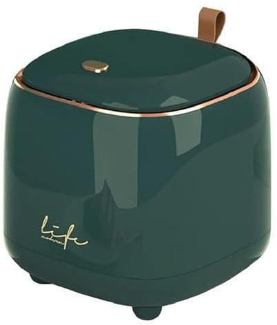 Yuzita Mini poubelle de bureau en plastique avec couvercle, petite corbeille de rangement de bureau à bouton de nettoyage pour bureau à domicile, avec 50 sacs poubelles (Bleu)