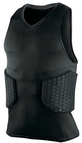 Men's Cool Dry Short Sleeve Padded Girdle Compression Shirts Sport Baselayer T-Shirts Tops Athletic Workout Shirt (Color : Black, Size : L)