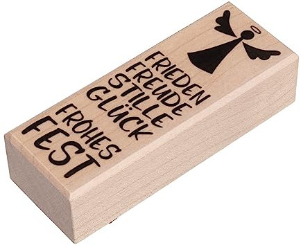 Rayher Stempel Holz Weihnachtsengel, 3 x 8 cm, Stempel Weihnachten, Holzstempel zum Gestalten von Karten, Umschlägen, Geschenken, Motivstempel, Butterer Stempel, 29253000