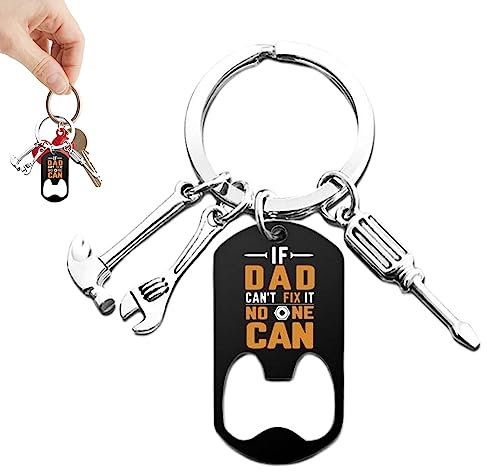 Porte-clés pour papa - Porte-clés marteau - Réglable - En acier inoxydable - Outil de bricolage - Porte-clés de voiture - Cadeau pour papa