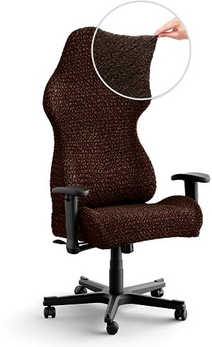 PAULATO BY GA.I.CO. Office & Gaming Chair Cover - Stretch Computer Desk Chair Cover with Zipper - Soft Fabric Slipcovers - Durable Chair Slip Cover - Microfibra Collection - Dark Brown (Office Chair)