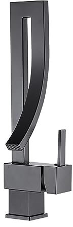 Copper Black Basin Faucet Hot and Cold Water Tap Single Handle Black Paint Bathroom Mixing Faucet Ceramic Plate Spool