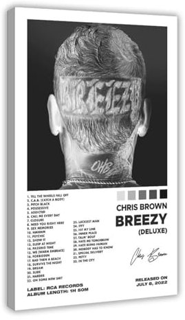 GUyfam Chris Brown – Breeze Album Cover Poster Leinwand Poster Wandkunst Dekor Druck Bild Gemälde für Wohnzimmer Schlafzimmer Dekoration 40 x 60 cm
