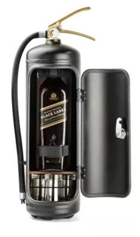BradOc Feuerlöscher-Minibar, Neuheit Feuerlöscher-Minibar für Whisky Liebenden Feuerwehrmann, Wein Aufbewahrungsboxen, Handgefertigte Metall-Minibar-Geschenk,Schwarz