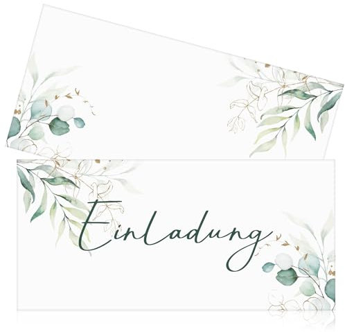 Dianelhall 25er Eukalyptus Einladungskarten mit 25er Umschläge Elegante Karten zur Einladung Hochzeit Geburtstag Party Taufe Kommunion Konfirmation Babyparty