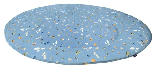 Alvi Krabbeldecke rund | Krabbeldecke 100 cm | Außenmaterial: 100% Baumwolle | Füllung: 100% Polyester Premium Baby Kuscheldecke | Spieldecke Extra Weich Gepolstert (Farmhouse)