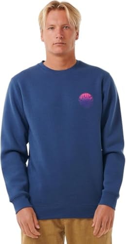 Rip Curl Men's Wettie Icon Long Sleeve Crew Sweatshirt, Washed Navy, S