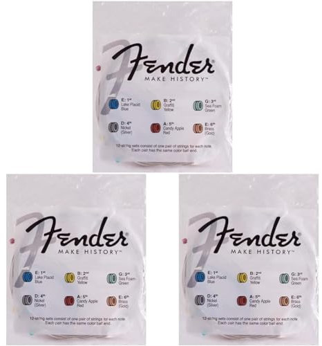 Fender 70XL Jeu de Cordes guitare folk 10-48 (Lot de 3)