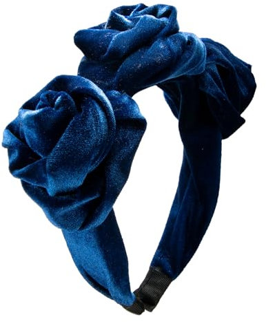 Alpenflüstern Trachten-Haarreif Samt Flechtoptik Blüten - Damen Haarschmuck rutschfest, Haarband fürs Dirndl (blau) ADV146