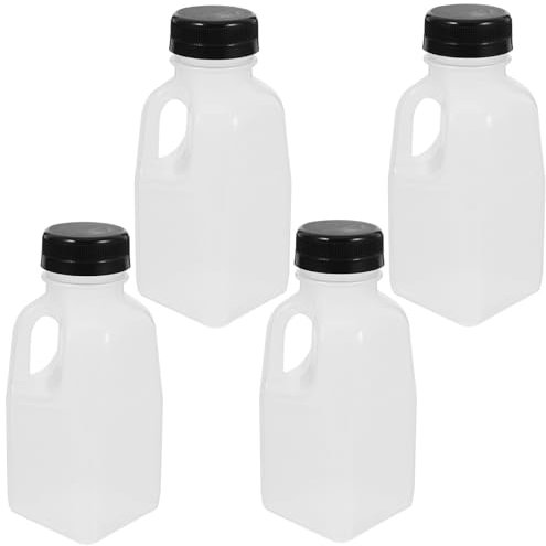 ABOOFAN 4 Pièces Bouteilles De Lait En Plastique Transparent 320 Ml Bouteilles De Boisson Réutilisables Vides De Jus Scellées Avec Récipient De Yaourt De