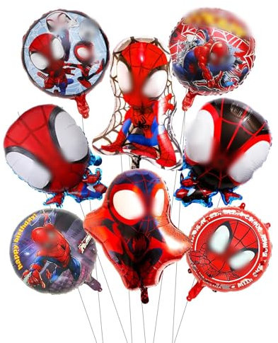 Spider Birthday Party Decorations for Boys Girls- Spidery Foil Balloons Happy Birthday Red Party Decorations Spider Latex Helium Balloons for Kids Baby Shower Christmas Birthday Theme Party Supplies