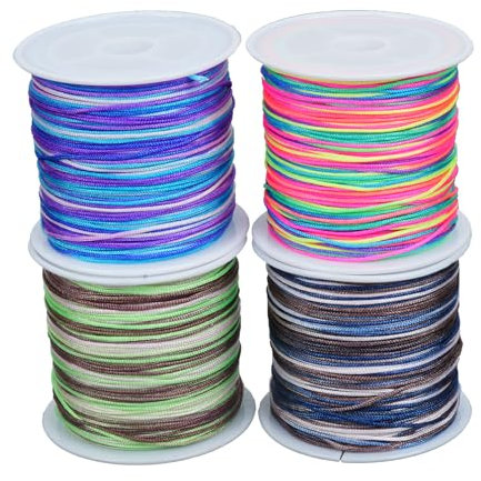Luabue 4 Colori Filo di Cera 0.8mm Cordino di Cotone Cerato 28m Poliestere Macramèper Collane Cordino Colorato Taglia Fili Spaghi, DIY Gioielli, Fili di Perline