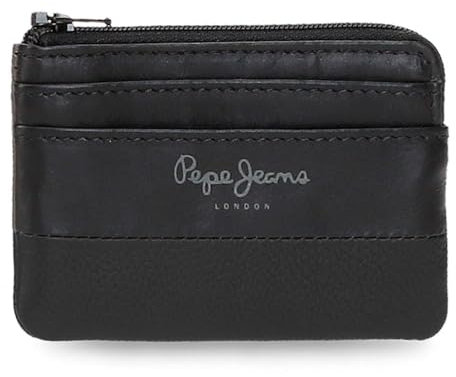 Pepe Jeans Double Porte-Monnaie Noir 11 x 7 x 1,5 cm Cuir by Joumma Bags, Noir, Talla única, Porte-Monnaie