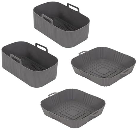 YöL 2 Square & 2 Rectangular Silicone Air Fryer Liners Easy Clean Cooking Baking Frying Reusable