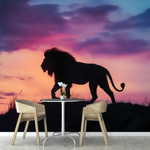 ANALTIRCE African Lion Silhouette 3D Large Photo Wallpaper, Animal Wall Murals, Mural Photo Wallpapers for Living Room Bedroom TV Background Office Decor 59×42