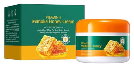 Manuka-Gesichtscreme mit Granatapfelkernöl, Avocadoöl & Jojobaöl - Naturkosmetik für straffere, jugendlichere Haut, Reduziert Falten, Enthält Manuka-Honig MGO 300+, 175g (1)
