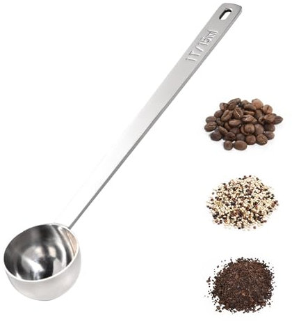 Doosu Langer Kaffeelöffel, Messlöffel aus 18/8 Edelstahl mit 17,5 cm langem Griff, Esslöffel aus Metall (15 ml)