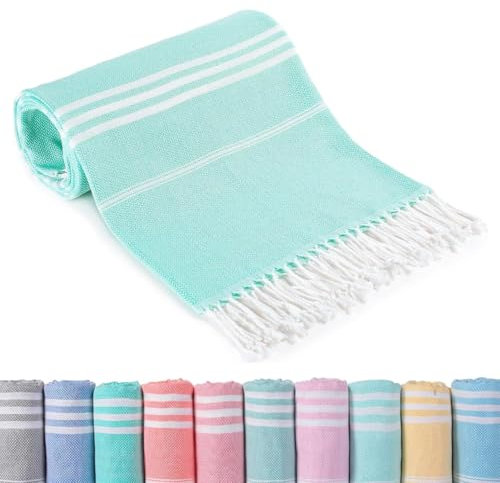 Hamamtuch XXL Strandtuch Sandfrei 90X200 Türkis Badetuch Strand Groß Handtuch Schnelltrocknende Beach Bath Towels Hamamtücher Dünn Strandhandtuch Strandlaken Baumwolle Saunahandtuch