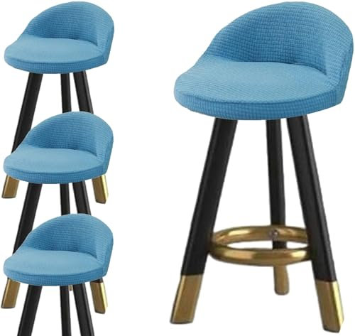 Hoowarm Redondo Funda de Taburete Bar con Respaldo,Pack 1/2/4 Curvo Giratorio Fundas Sillas de Comedor,Lavable Cubiertas Protector para Taburetes de Bar para Hotel/Club/Bar/Casa/Altos(A11,4PCS)