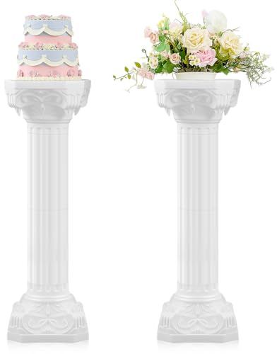 Colingmill 2 Pcs Wedding Roman Column Greek Pillars Stand Plastic Wedding Pillars Columns for Ceremony Flowers Plant Holder for Ceremony Event Party (Vintage,10.63 x 10.63 Inches)