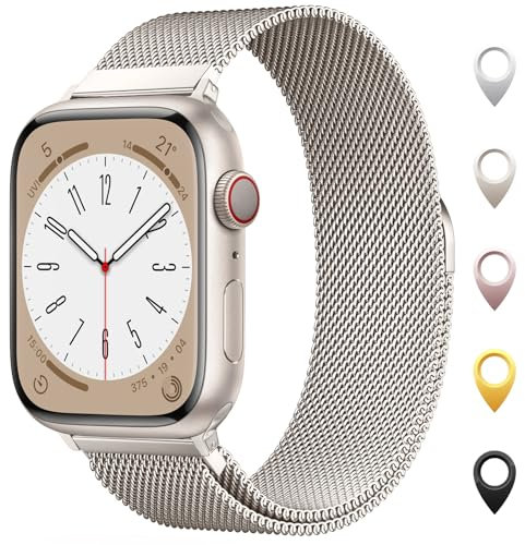 Original Milanaise Ersatzarmband Kompatibel mit Apple Watch Armband 40mm 42mm(Series 10) 41mm 38mm, Elegant Magnetische Metall Edelstahl Armbänder für iWatch Series 10 9 8 7 6 5 4 3 SE 2 1