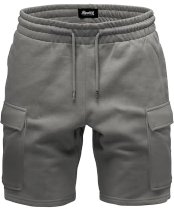 REPUBLIX Herren Cargoshort Männer Kurze Bermuda Sweat Hose Regular Fit R8007 Dunkelgrau S