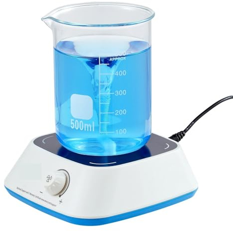 Agitadores magnéticos, Agitador magnético de placa calefactora de 0 a 2000 RPM con agitador magnético de 3000 ml, barras agitadoras incluidas