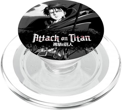 Attack on Titan Black and White Levi Splatter Logo Anime PopSockets PopGrip für MagSafe