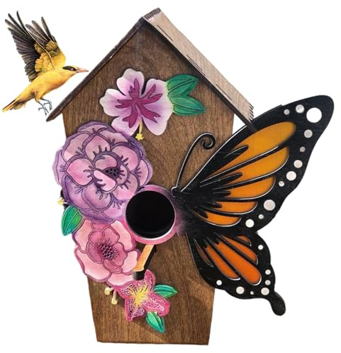 Holz Garten Vogelhaus, Nesting Bird Box House Assembly Dekorative Vogelhaus, für Baum Dach Wand Outdoor Hof Garten