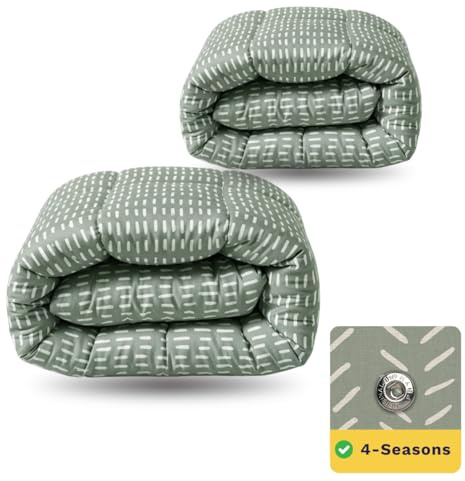 Zelesta Wonderbed 4-Jahreszeiten Bettdecke 140x200 cm – 2-in-1 Kombi Set (300 + 150 g/m²) | Bettdecke & Bezug in einem | Edelstahl-Klicksystem (Olive, 240x200 cm)