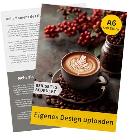 Flyer - 500 Stück - A6 - hoch - beidseitig - Standard 170g glänzend | Flyer drucken, 500 Stück, A6, Hochformat, Standard, 170g Papier, beidseitig, glänzend