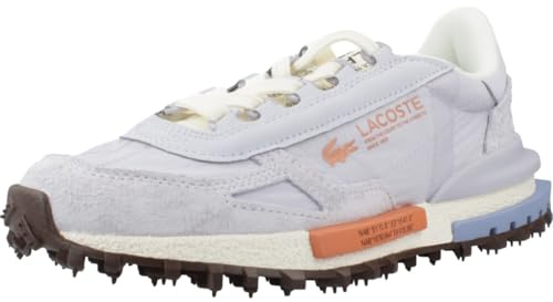 Lacoste Elite Active, Zapatillas Deportivas Retro de Nailon y Ante, Ligeras, Azul Claro con Naranja, para Mujer (Sistema Tallas Calzado EU, Adulto, Mujer, Números, Mediano, 36)