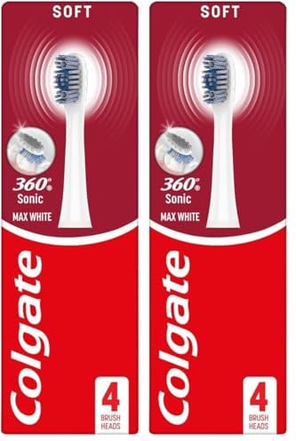 Colgate 360 Sonic Max White Battery Powered Toothbrush Refills - Slim Tip Bristles - Soft Battery Toothbrush (Pack of 2)