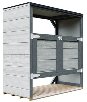 Holzschuppen für den Außenbereich - Garten Mülltonnenbox 2er 240L Aus Wetterfest LP Smartside Holz, Mülltonnenverkleidung mit Türen, Moderne Garten Box Außen – Timbela M980A-TUNDRA Cavern
