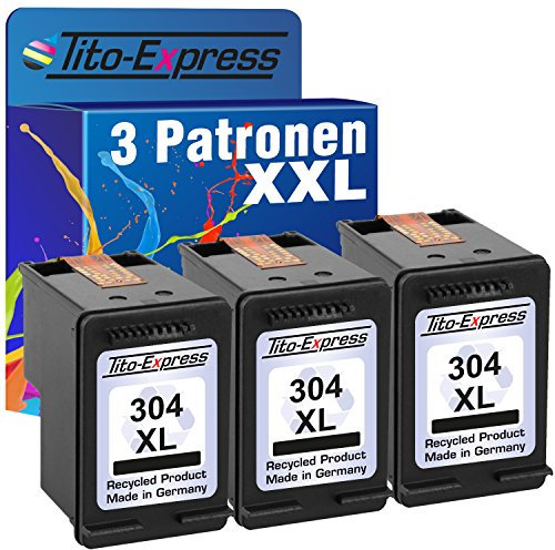 Tito-Express 3 Druckerpatronen kompatibel mit HP 304 XL 304XL Black wiederaufbereitet für DeskJet 2630 3750 Envy 5030 DeskJet 2600 2620 2623 3720 3700 MFP Envy 5000 5010 aus der PlatinumSerie
