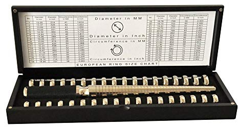 Augusta Ringmaß Set mit 36 Ringen Ringgrößenmesser + Ringstock