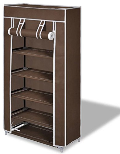 yorten Schuhschrank Schuhregal Faltschrank mit 5 Schicht Vliesstoff Braun 58 x 28 x 106 cm (L x B x H)