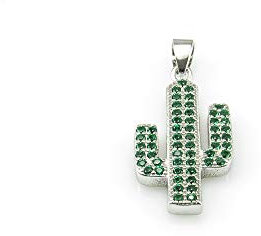 Minoplata Colgante Cactus de Plata de Ley rodiada con Circonitas Verdes Original y Sofisticado para una Mujer Que Adora Las Joyas de Moda